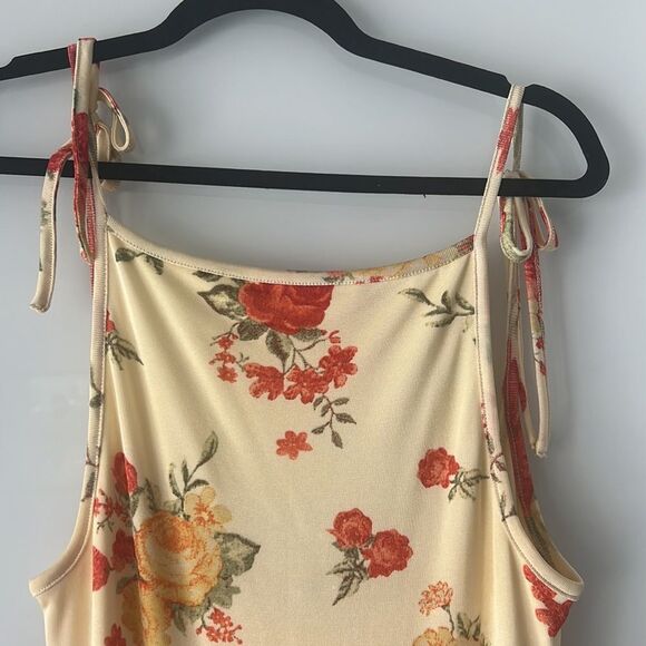 Danielle Bernstein Floral Print Sleeveless Midi Dress Color: Yellow Red … - Picture 4 of 7